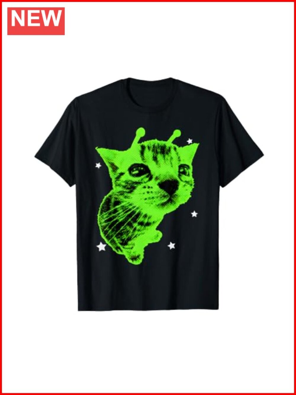 Retro Alien Cat Graphic Tee Y2K Funny Meme T-Shirt Classic Fit